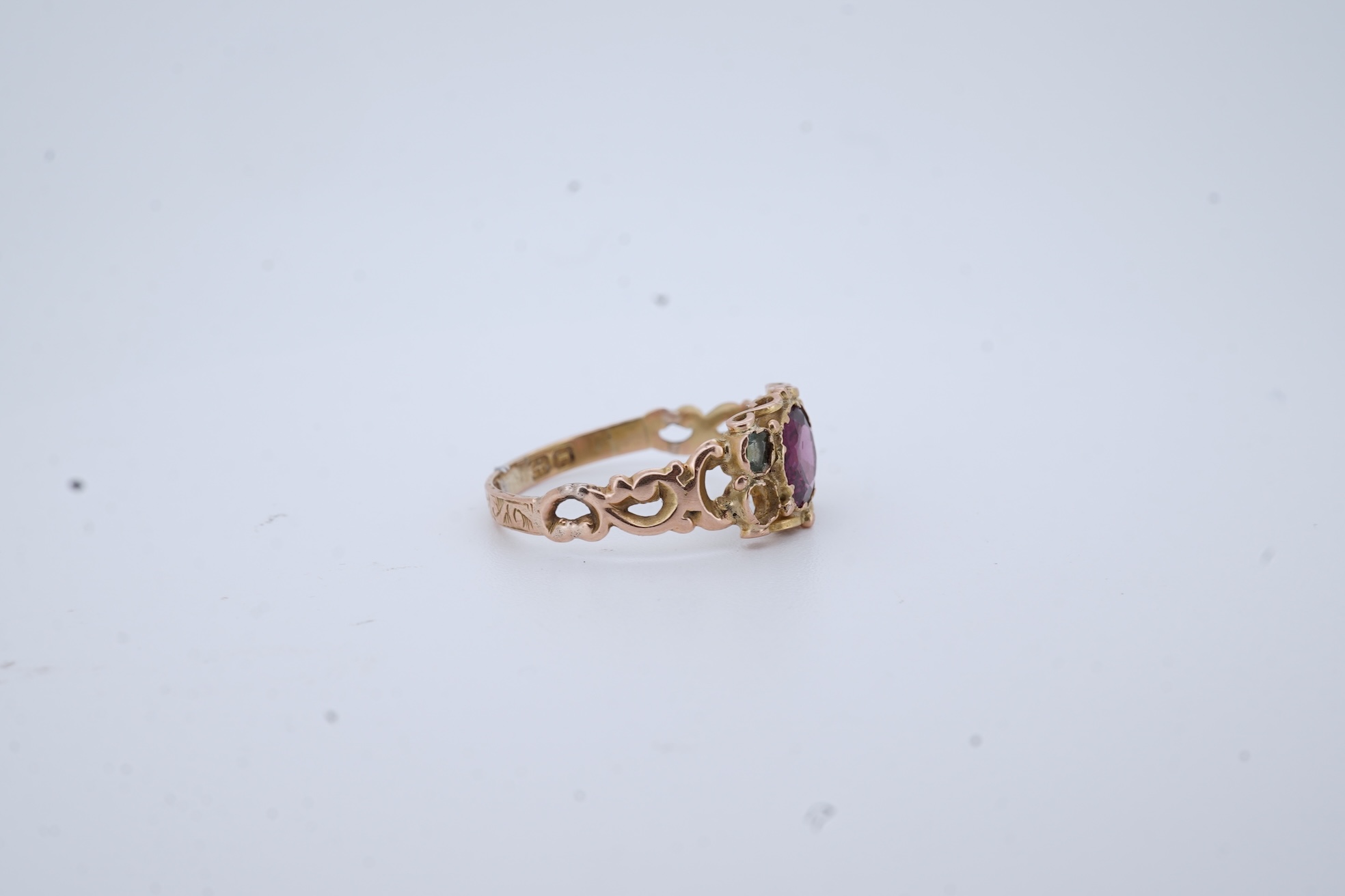 A Victorian garnet and paste ring, circa 1857
